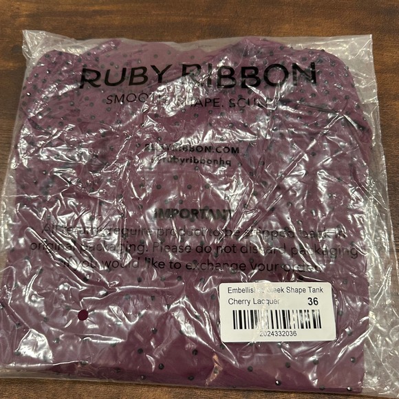 NWT Ruby Ribbon Cherry Lacquer Sleek Shape Shaping Camisole Size 36 Embellished - Picture 3 of 6